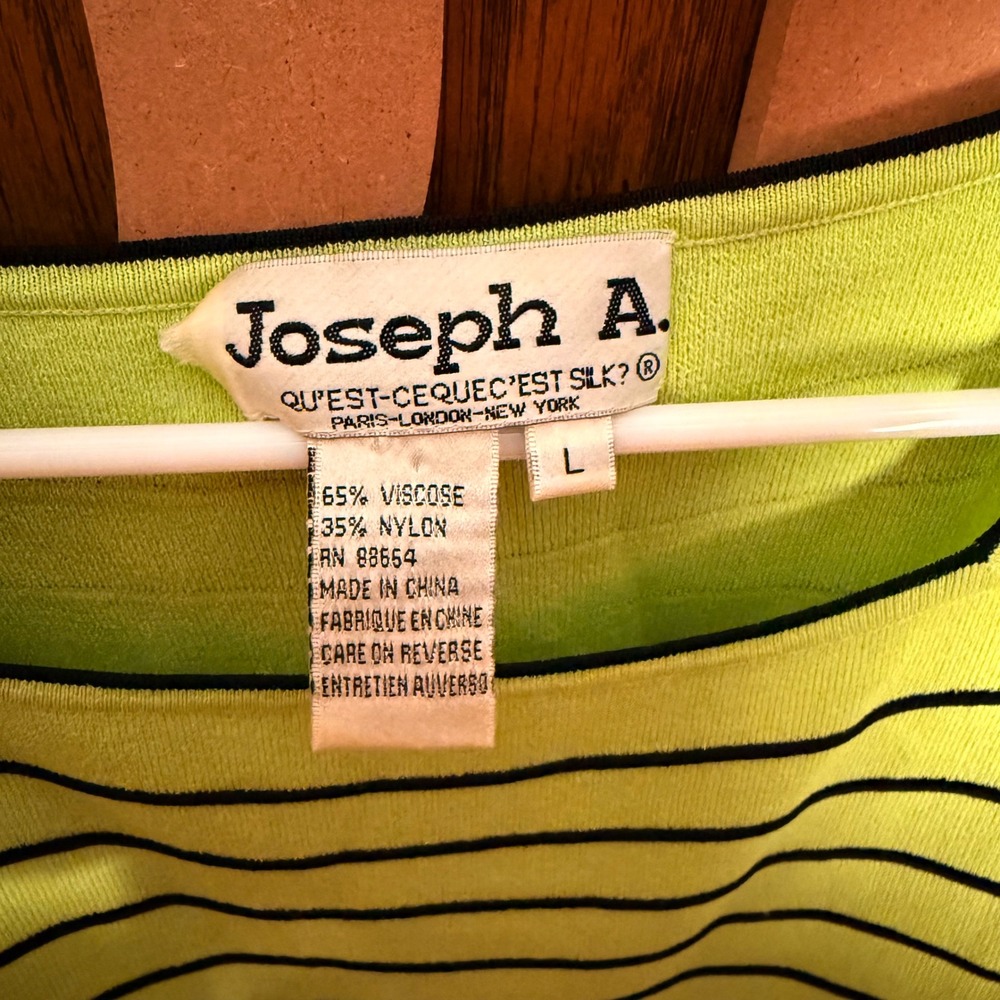 Joseph A Lime Green Striped Y2K Whimsygoth Tank Top Women Large Retro Indie Top - Picture 5 of 5